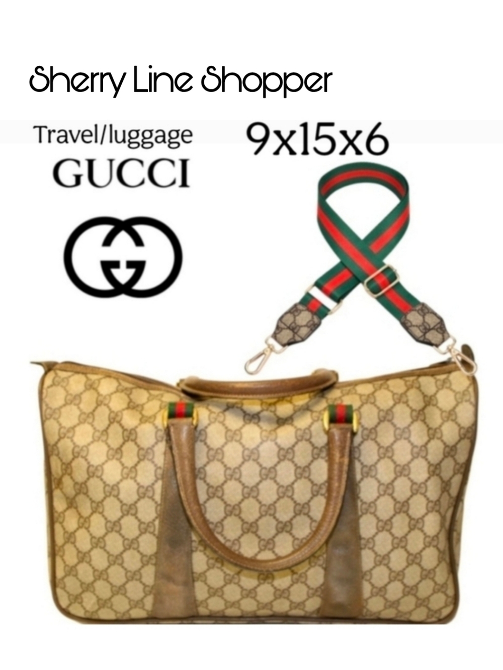 SALE❗️👀 GUCCI GG XL Canvas Web Sherry Line Boston Bag Italy Made Vintage Auth